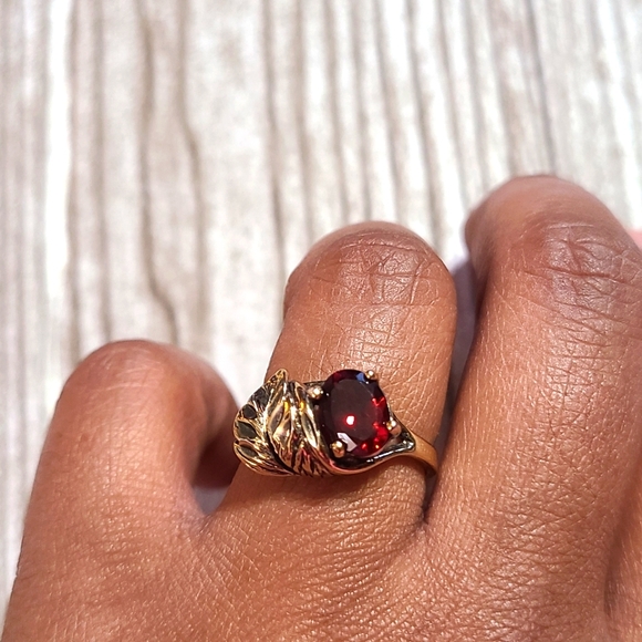 Vintage Rhodolite Two-tone 1ct Oval Cut Size 6.5 Technibond Ring - Picture 1 of 7